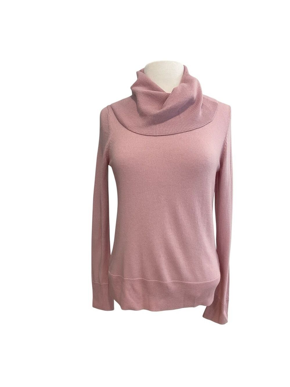 Talbots cowl turtle neck knit sweater 100% soft merino wool dusty pink siz Small